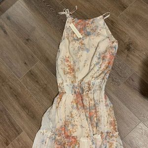 NEW WITH TAGS- maxi dress, cream with floral print
